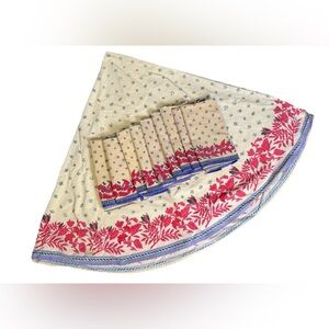 WILLIAMS SONOMA 70” Round TABLECLOTH PROVENCE BUMBLE BEE & (9) Matching Napkins
